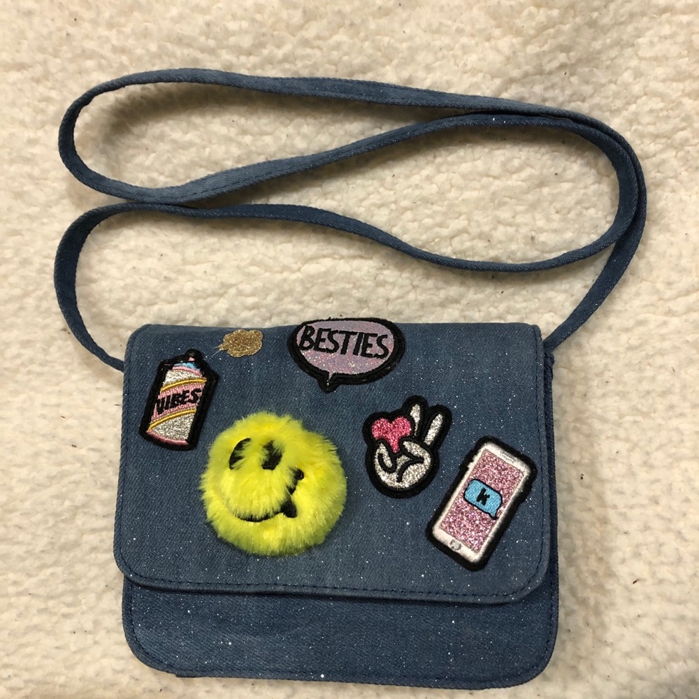 Kids Purse Sparkly Denim with Appliqués